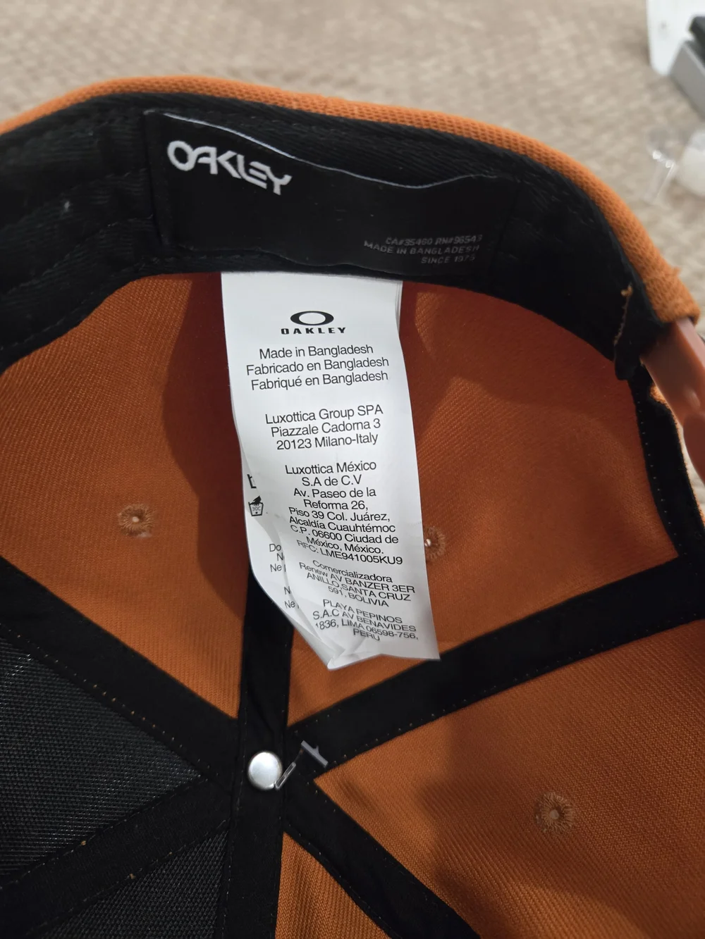 Oakley Ginger Orange B1B Flat Bill Snapback Hat NWT